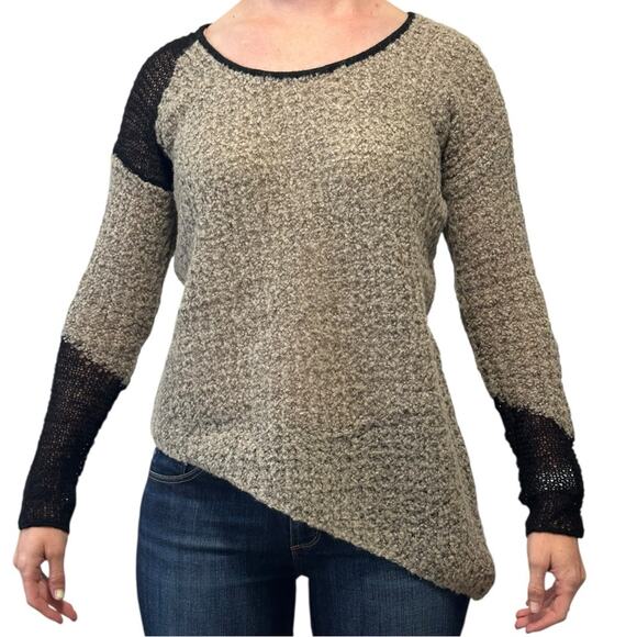 Helmut Lang Flecked Bouclé Pullover size S Black Beige Sweater Knit Asymmetrical - Picture 1 of 10